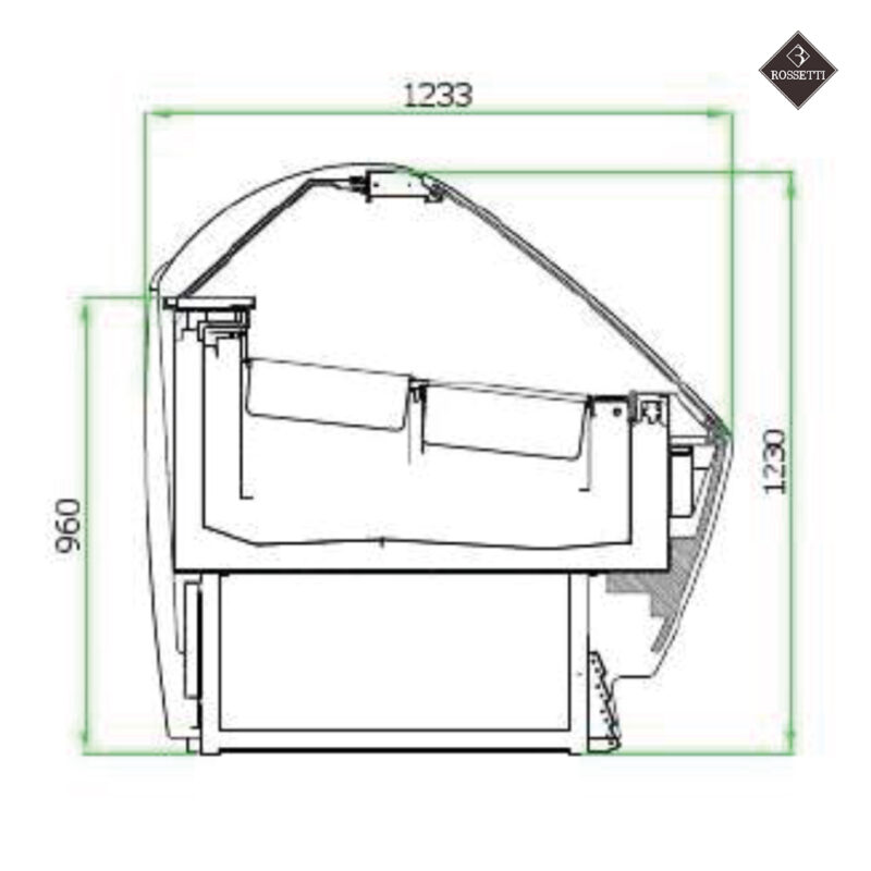 Technische Zeichnung Eisvitrine Rossetti Square